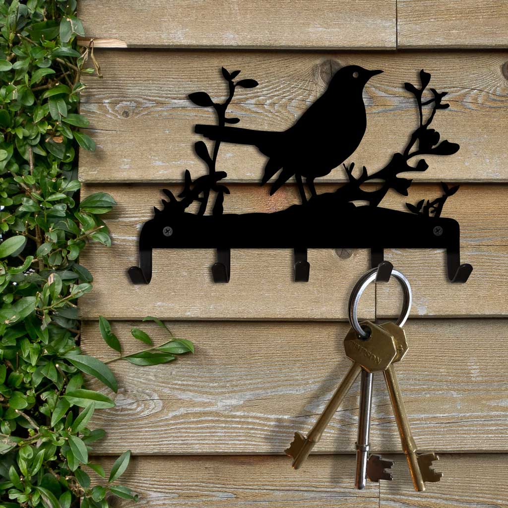 Key Hooks - A Blackbird with a worm or is it a letter 'S'?