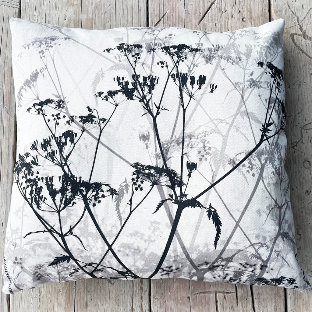 Cushion - Oxfordshire Cow Parsley in greys