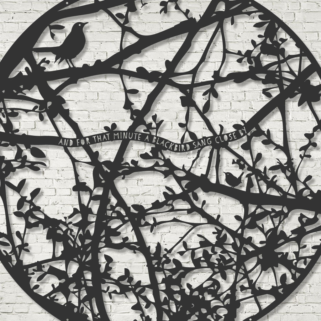 Wall Art - Hedgerow with Edward Thomas Adlestrop quote - and for that minute a blackbird sang